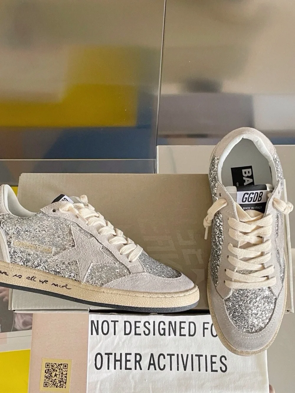 Silver Glitter Low-Top Sneakers for Women
